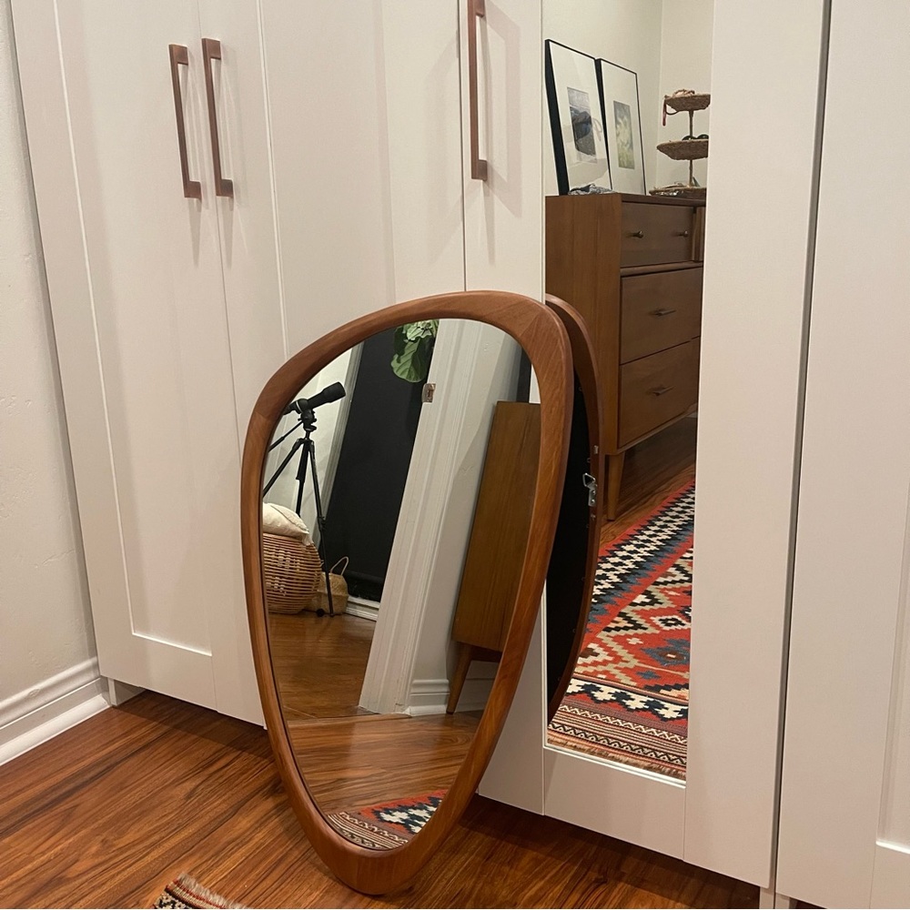 NEW West Elm Large Wood Frame Asymmetrical Wall Hanging Abstract Mirror 20 x 30 - Picture 7 of 12